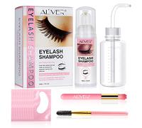 Shampoo per extension ciglia 50 ml + flacone di risciacquo + pennelli + benda idrogel per occhi - Detergente schiumogeno per palpebre, senza parabeni e solfati