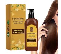 Shampoo Per Tinture Per Capelli A Base Vegetale - Formula 3 In 1 Copertura Castagna Naturale Marrone Grigio Lucentezza Liscia, Shampoo Per Tinture Per Capelli | Detergente Colorato Alle Erbe, Trattame