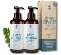 Shampoo seboregolatore Capelli Grassi BIO | Deterge in profondità e ristabilisce pH cute grassa | Shampoo Capelli Grassi 99,5% Naturale, NO SLS, ASL - Con Moringa, Malva, Cannella - RedMoringa 500ml