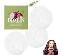 Shampoo solido alla cipolla e rosmarino, shampoo solido alla biotina, anti-rottura, detergente e idratante, migliora il cuoio capelluto e rinforza i capelli, allevia l'effetto crespo (3 Pezzo)