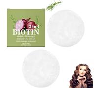 Shampoo solido alla cipolla e rosmarino, shampoo solido alla biotina, anti-rottura, detergente e idratante, migliora il cuoio capelluto e rinforza i capelli, allevia l'effetto crespo (2 Pezzo)