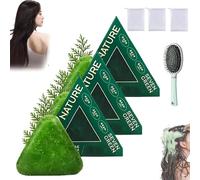 Shampoo Solido Nature Triangle, Shampoo al Sapone Verde Nature Seven, Triangle Shampoos, 120 g di Acqua di Riso Glutinoso, Calmante e Rinforzante per Capelli, per Donna e Uomo (3pcs)