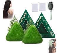 Shampoo Solido Nature Triangle, Shampoo al Sapone Verde Nature Seven, Triangle Shampoos, 120 g di Acqua di Riso Glutinoso, Calmante e Rinforzante per Capelli, per Donna e Uomo (2pcs)