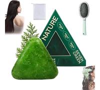 Shampoo Solido Nature Triangle, Shampoo al Sapone Verde Nature Seven, Triangle Shampoos, 120 g di Acqua di Riso Glutinoso, Calmante e Rinforzante per Capelli, per Donna e Uomo (1pc)
