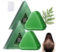Shampoo solido Nature Triangle, shampoo al sapone verde, shampoo solidi naturali a base vegetale, calmanti e rinforzanti per capelli per donne e uomini (2 Pcs)