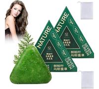 Shampoo solido Nature Triangle, shampoo Nature Seven Green Soap, shampoo solido Usman Grass, nutrizione profonda dei capelli, detergente delicato per capelli, per donne e uomini (2pcs)