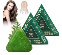 Shampoo solido Nature Triangle, shampoo Seven Green Soap, shampoo solido Usman Grass, calmante e rinforzante for capelli da donna e da uomo, con pettine(2 Pcs)