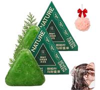 Shampoo Solido Nature Triangle, Shampoo Solido Nature Seven Green Soap, Sapone Solido All'acqua Di Riso Glutinoso Usman Grass, Naturale Biologico A Base Vegetale, Adatto A Uomini E Donne (2CPS)