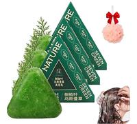 Shampoo Solido Nature Triangle, Shampoo Solido Nature Seven Green Soap, Sapone Solido All'acqua Di Riso Glutinoso Usman Grass, Naturale Biologico A Base Vegetale, Adatto A Uomini E Donne (3PCS)