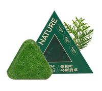 Shampoo Solido Triangolare Naturale, Shampoo Solido Naturale alle Foglie di Cipresso, Saponetta Triangolare Verde per Capelli, Cura dei Capelli alle Erbe, Calmante e Rinforzante (1)
