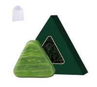 Shampoo Solido Triangolare, Shampoo al Sapone Verde per Tutti i Tipi di Capelli, Calmante e Rinforzante, Controllo del Sebo per Donna e Uomo