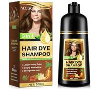 Shampoo Tinta per Capelli Grigi, 500 ml Shampoo professionale 3 in 1 tintura per capell look naturale in pochi minuti, a base di erbe (marrone scuro)