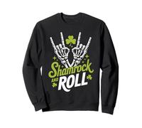 Shamrock And Roll Funny St Patricks Day Rock Hand Skeleton Felpa