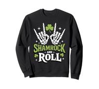 Shamrock And Roll - Funny St Patricks Day Rock Hand Skeleton Felpa