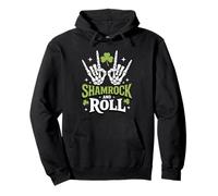 Shamrock And Roll - Funny St Patricks Day Rock Hand Skeleton Felpa con Cappuccio
