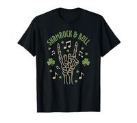 Shamrock And Roll Scheletro di San Patrizio Mano Musica Grassetto Maglietta