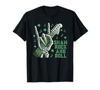 Shamrock And Roll St. Patrick's Skeleton Hand Music Night Maglietta