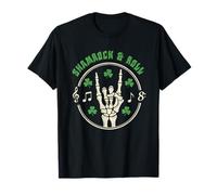 Shamrock And Roll St. Patrick's Skeleton Hand Music Party Maglietta