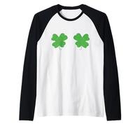 Shamrock Boobs t-Shirt Irlandese Boobies St Patricks Day Shirt Maglia con Maniche Raglan