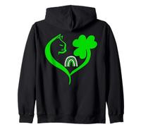 Shamrock Cat St Patricks Funny Irish Lucky Cat Charm Clover Felpa con Cappuccio