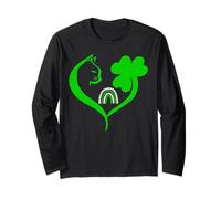Shamrock Cat St Patricks Funny Irish Lucky Cat Charm Clover Maglia a Manica