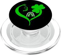 Shamrock Cat St Patricks Funny Irish Lucky Cat Charm Clover PopSockets PopGrip per MagSafe