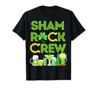Shamrock Crew Leprechaun Cappello Verde Trifoglio Birra Monete d'oro Maglietta