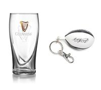 Shamrock Gift Company Guinness Gravity - Bicchiere da pinta da 591,5 ml, con portachiavi Guinness e palla da rugby anti-stress