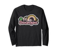 Shamrock Miss Shenanigans Rainbow St Patricks Day Donna Ragazza Maglia a Manica