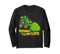 Shamrock Pushin My Luck Construction Truck St Patricks Day Maglia a Manica
