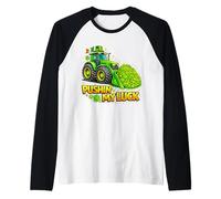 Shamrock Pushin My Luck Construction Truck St Patricks Day Maglia con Maniche Raglan