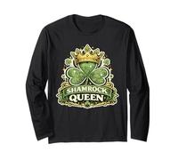 Shamrock Queen Crown Camicia Royal Clover St Patricks Day Maglia a Manica