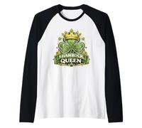 Shamrock Queen Crown Camicia Royal Clover St Patricks Day Maglia con Maniche Raglan