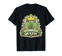 Shamrock Queen Crown Camicia Royal Clover St Patricks Day Maglietta