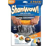 ShamWow The Original Panno multiuso super assorbente in camoscio shammy - contiene 10 volte il suo peso in liquido - lavabile in lavatrice - non graffia (confezione da 4, arancione grande)