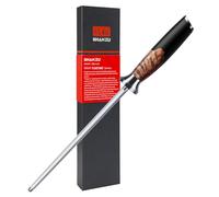 SHAN ZU Acciaio per Affilare, Affilacoltelli Manuale in Acciaio 20 cm, Asta per Affilare Coltelli Professionale, Adatta a Molti Tipi di Coltelli Acciaio con Manico Ergonomico in Legno di Acero
