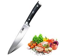 SHAN ZU Coltelli da Cucina, Coltello da Chef 15 cm, Professionali Coltello Giapponese 3 Strati in Affilato Acciaio Inossidabile Tedesco Coltello Multiuso Affilato con Pakkawood Manico