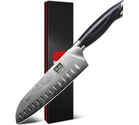 SHAN ZU Coltelli da Cucina in Acciaio a Polvere, Coltello Giapponese Santoku 20 cm Ultra Affilati Coltello da Chef Multiuso Professionale ad alto Tenore di Carbonio con Manico Ergonomica in Pakkawood