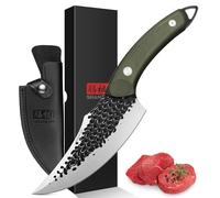 SHAN ZU Coltello da Chef, Coltello da Cucina Giapponese da Chef da 15 cm con Fodero, Coltello da Disosso Forgiato a Mano, Coltello da Macellaio con Manico con Manico Impermeabile G10 a Codolo