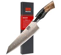 SHAN ZU Coltelli da Cucina 8 Pollic Acciaio Damasco & Rame ad Alto Giapponese Coltello Tenore di Carbonio 33 Strati Professionali Coltello da Chef Forgiato a Mano Coltello Multiuso con Manico in Acero