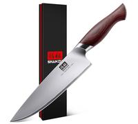 SHAN ZU Coltello da Chef Giapponese 20cm Affilatissimo, Coltello da Cucina Lama 5 Strati Acciaio Inox 10Cr15MoV, Impugnatura Ergonomica Legno di Pakka - OKINAWA Series