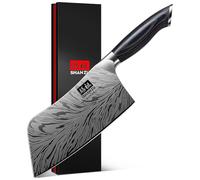 SHAN ZU Coltello da Cucina Professionale 18 cm - Acciaio Giapponese a Polvere 63 HRC - Mannaia da Cucina con Lama a 12° e Manico in Pakkawood - Coltelli Multiuso per Carne, Pesce e Verdure