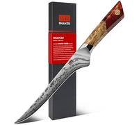 SHAN ZU Coltello da filetto in Damasco da 18 cm, in acciaio a polvere SG2, forgiato a mano a 91 strati, con manico in acero - serie White Tiger