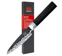 SHAN ZU Coltello da Cucina Giapponese da 3,7 Pollici, 7 Strati 9CR18MOV Coltello per Sbucciar Piccolo in Acciaio ad Alto Tenore di Carbonio Coltello da Frutta Ultra Affilato con Manico Ergonomico G10