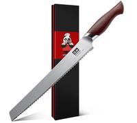 SHAN ZU Coltello Pane 25cm, Coltello Seghettato Giapponese per Torte e Pane, Coltello Pasticceria Lama Acciaio Inossidabile ad Alto Tenore di Carbonio 10Cr15Mov e Impugnatura Ergonomica in Legno Pakka