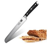 SHAN ZU Coltello per il Pane, Coltello per Affettare il Pane Seghettato da 8 Pollici con Acciaio Inossidabile Tedesco, Coltello da Cucina Ultra Affilato con Manico in Legno di Pakkwood