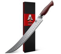 SHAN ZU Coltello Prosciutto 30cm, Giapponese Coltello per Barbecue Affettare, Coltello Cucina con Lama Acciaio Inossidabile ad Alto Tenore di Carbonio 10Cr15Mov e Impugnatura Ergonomica in Legno Pakka