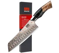 SHAN ZU Coltello Santoku Giapponese 18cm Acciaio Damasco e Rame, Coltello Cucina