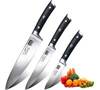 SHAN ZU Set di Coltelli da Cucina,Giapponesi Set di Coltelli 3 Pezzi Tedesco Acciaio Inox Ultra Affilati Compreso Coltello da Cucina 20 cm Coltelli Universali 15 cm Coltelli per Frutta 9,5 cm