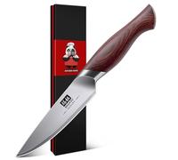 SHAN ZU Spelucchino 10cm, Coltello Giapponese per Frutta e Verdura, Coltelli da Cucina con 10cr15mov Acciaio Inossidabile ad Alto Contenuto di Carbonio Affilata e Manico Ergonomico in Legno Pakka